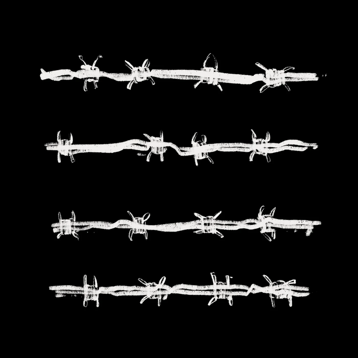 Four lines of barbed wire